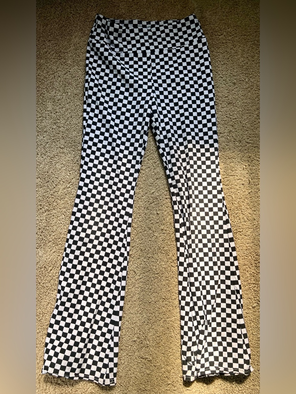 Women’s Black and White Checkered Stretch Pants